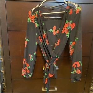 Express Black and Floral Blouse